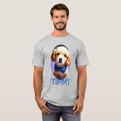 Schattige Fluffy Puppy met Cute Blue Bow Stropdas T-shirt