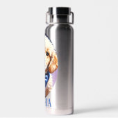 Schattige Fluffy Puppy met Cute Blue Bow Stropdas Waterfles (Achterkant)