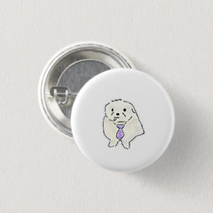 Schattige Fluffy Puppy Met Herenstrik Cadeau Ronde Button 3,2 Cm