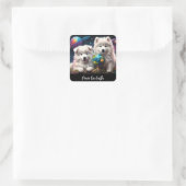 Schattige Fluffy Samoyed Puppies, Vrede op Aarde Vierkante Sticker (Tas)