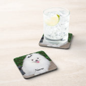 Schattige Fluffy White Puppy Dog Bier Onderzetter (Rechterzijde)