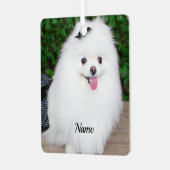 Schattige Fluffy White Puppy Dog Metalen Ornament (Voorkant links)