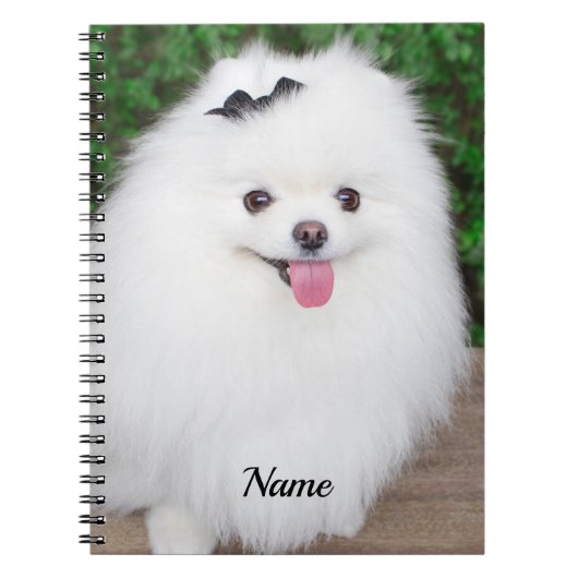 Schattige Fluffy White Puppy Dog Notitieboek (Voorkant)