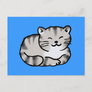schattige fluitje met grijze tijgerkat briefkaart