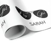 Schattige Fly Girl Black Aviator Zonnebril, Custom Cadeaupapier (Rol Hoek)