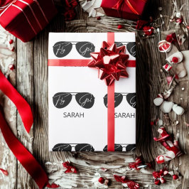 Schattige Fly Girl Black Aviator Zonnebril, Custom Cadeaupapier