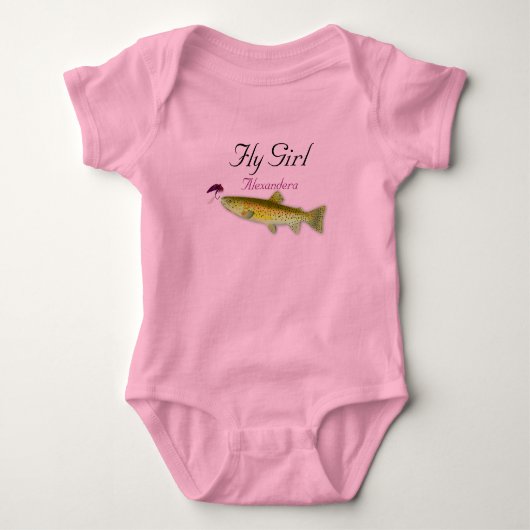 Schattige Fly Guy Vissers Flyfishing Forel Vliegen Romper (Voorkant)