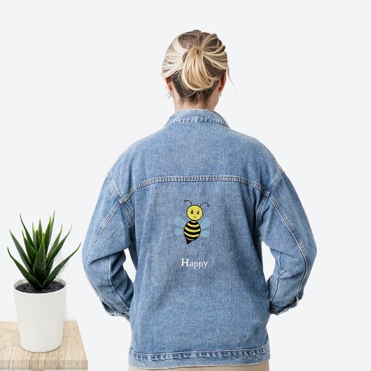 Schattige Flying Happy Bumblebee Cartoon Denim Jacket