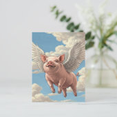 Schattige Flying Pig Angel Animals Briefkaart (Staand voorkant)
