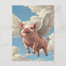 Schattige Flying Pig Angel Animals Briefkaart