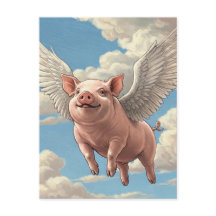 Schattige Flying Pig Angel Animals Briefkaart