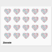Schattige Folk Bloemhart Stof Blauw Roze Babyfeest Hart Sticker (Vel)