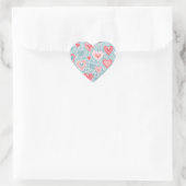 Schattige Folk Bloemhart Stof Blauw Roze Babyfeest Hart Sticker (Tas)