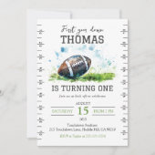 Schattige Football 1e verjaardag Uitnodiging (Voorkant)