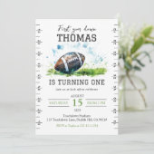 Schattige Football 1e verjaardag Uitnodiging (Staand voorkant)