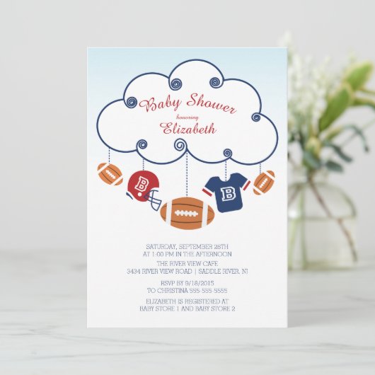 Schattige Football Baby Douche Uitnodigingen (Staand voorkant)