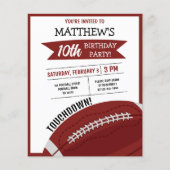 Schattige Football Ribbon Budget Verjaardagsuitnod (Voorkant)