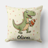 Schattige Football speler dinosaurus gepersonalise Kussen (Voorkant)