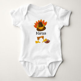 Schattige Football Thanksgiving Turkije Cartoon Cu Romper