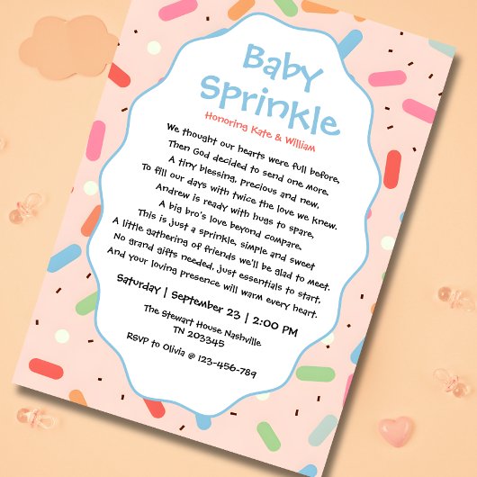 Schattige formulering baby sprinkle uitnodigingen