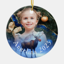 Schattige Foto Custom Rendier Winter Wonderland Keramisch Ornament