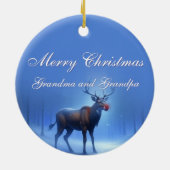 Schattige Foto Custom Rendier Winter Wonderland Keramisch Ornament (Achterkant)