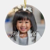 Schattige Foto Custom Rendier Winter Wonderland Keramisch Ornament (Voorkant)