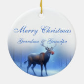 Schattige Foto Custom Rendier Winter Wonderland Keramisch Ornament (Achterkant)