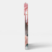 Schattige foto monogram kalligrafie naam roze roze iPhone hoesje (Linkerkant)