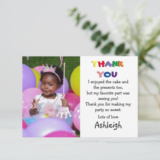 Schattige foto plat bedankkaart (Staand voorkant)