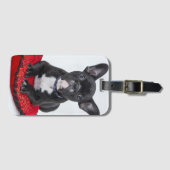 Schattige foto van bulledog Black en White Bagagelabel (Voorkant (horizontaal))