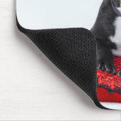 Schattige foto van bulledog Black en White Muismat (Hoek)