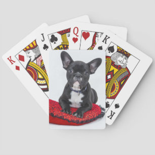 Schattige foto van bulledog Black en White Pokerkaarten