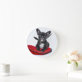 Schattige foto van bulledog Black en White Ronde Klok (Huis)