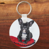 Schattige foto van bulledog Black en White Sleutelhanger (Voorkant)