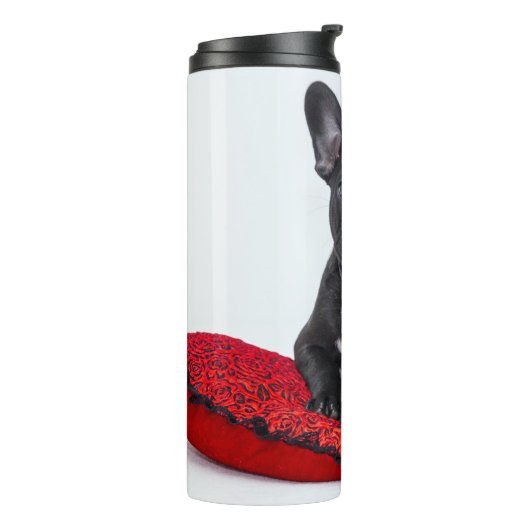 Schattige foto van bulledog Black en White Thermosbeker (Gedraaid links)