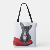 Schattige foto van bulledog Black en White Tote Bag (Achterkant)