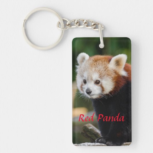 Schattige foto van een rode panda sleutelhanger (Voorkant)