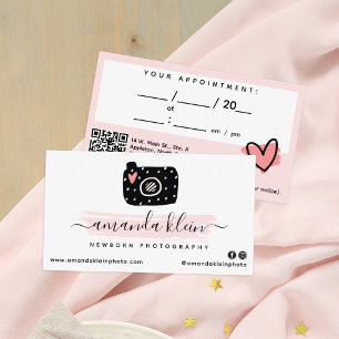Schattige Fotograaf Camera Zwart & Roze Afspraak Visitekaartje