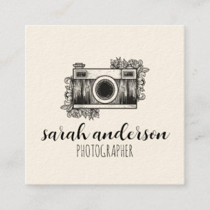 Schattige Fotograaf Vintage Camera Vierkante Visitekaartje