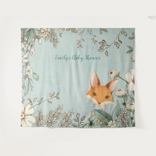 Schattige Fox Baby shower Achtergrond landschap Wandkleed (Voorkant (horizontaal))