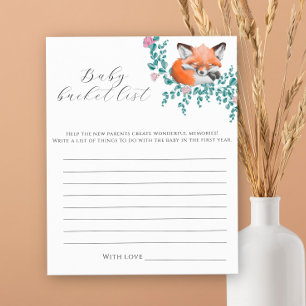 Schattige Fox baby shower - Baby bucket list spel