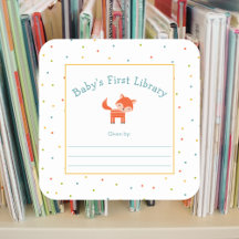 Schattige Fox Baby's Eerste Bibliotheek Bookplate