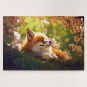 Schattige Fox Basking in het voorjaar Legpuzzel