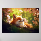Schattige Fox Basking in het voorjaar Poster (Voorkant)