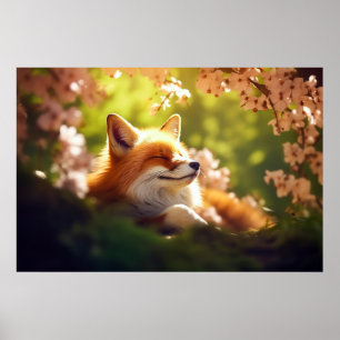 Schattige Fox Basking in het voorjaar Poster
