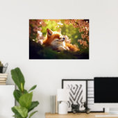 Schattige Fox Basking in het voorjaar Poster (Thuiskantoor)