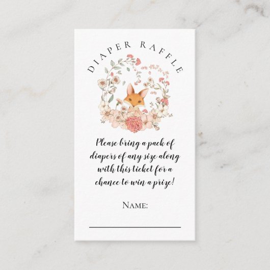  Schattige Fox Bloemen Luier Raffle Meisje Douche Informatiekaartje (Voorkant)