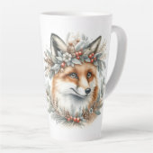 Schattige Fox Bloemenkrans winter wonderland Latte Mok (Rechterhoek)
