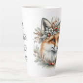 Schattige Fox Bloemenkrans winter wonderland Latte Mok (Voorkant)